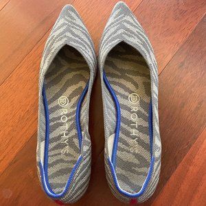 Rothy's Retired Grey Zebra Points Red Heel Stripe - Women's Size 8.5